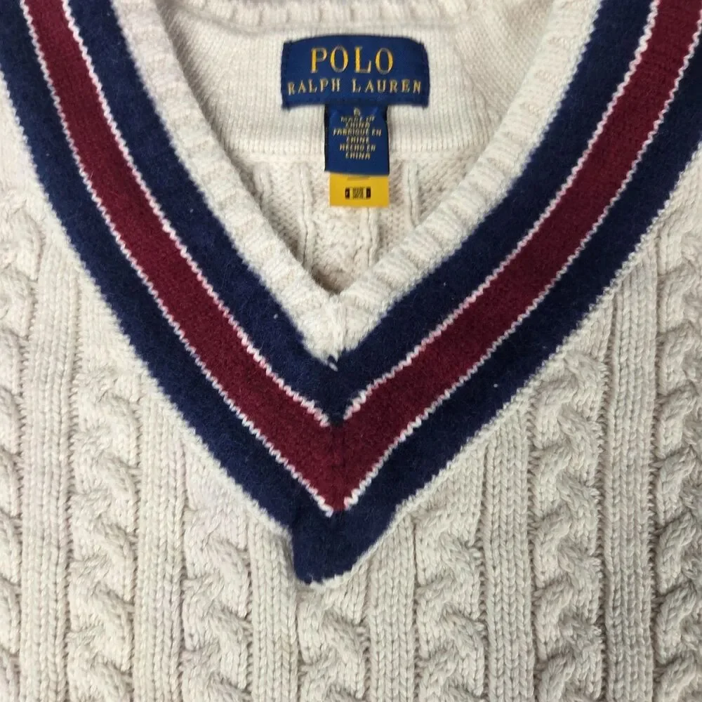 Polo Ralph Lauren Girls Cable Knit Sweater Dress Size 6 Ivory Cotton